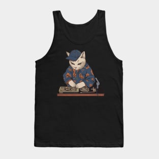 DJ retro hip hop cat Tank Top